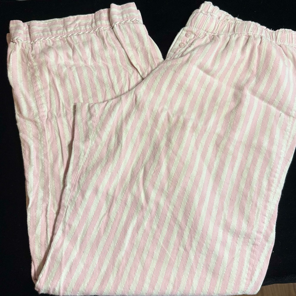 Victoria's Secret |  Pink white and silver sparkle Striped Pajama Bottoms
